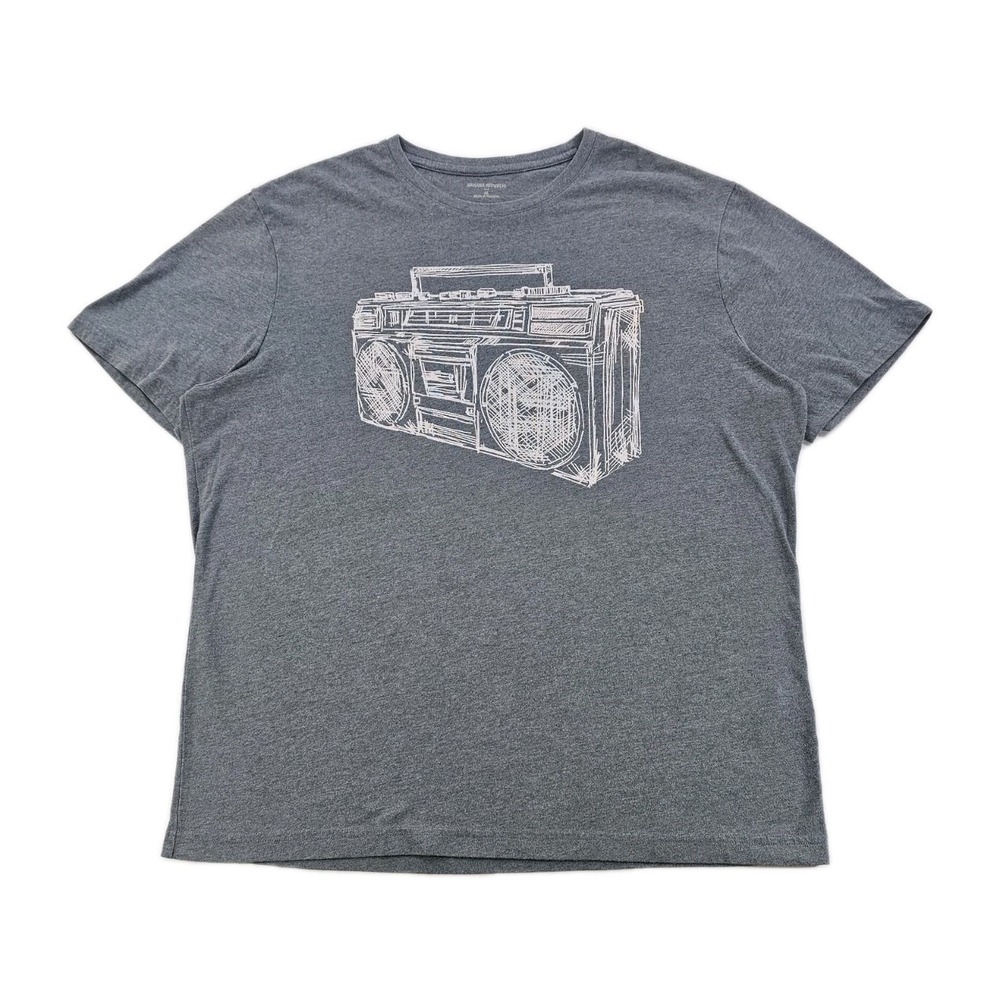 BANANA REPUBLIC Men's Gray Stereo Graphic Tee XL Hip Hop Music Dance Boom Box
